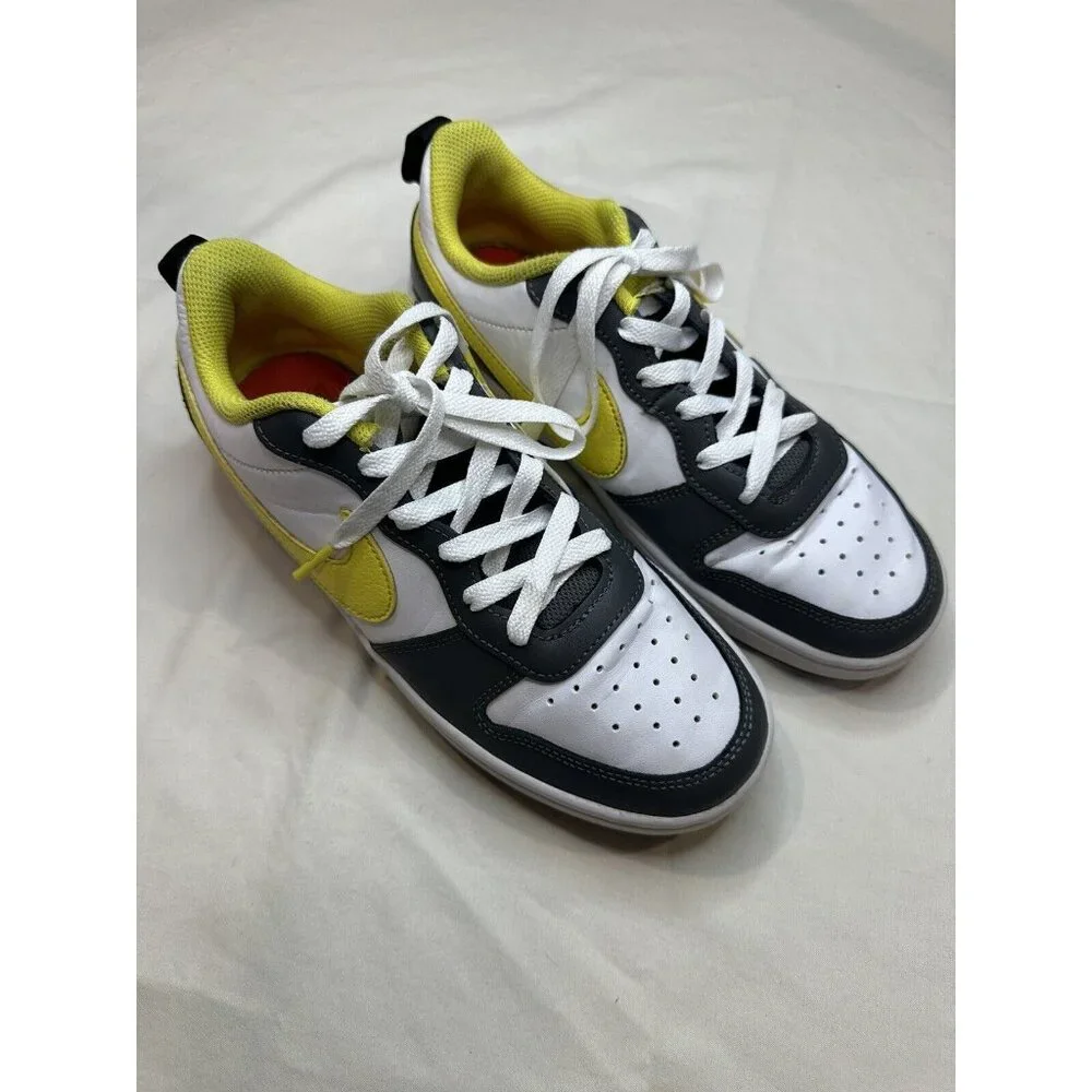 Nike Court Borough Low 2 Gray White and Yellow Smiley (GS) DO6688-100 Size 5.5YU